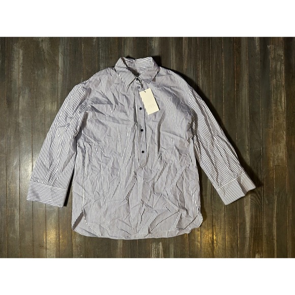 Zara Tops - Zara Womens Striped Poplin Shirt Oversized Button Down Long Sleeve Blue Whitt